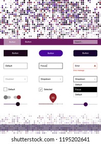 Dark Blue, Red vector wireframe kit with dots. Colorful ui/ux kit with header consisted of spheres. Modern template for your landing page.
