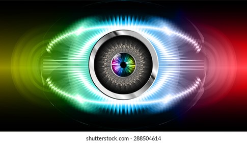 Dark blue red yellow silver Abstract light lamps background for Technology computer graphic website internet business. Vector illustration.Spot Effect. neon, Spotlights. eye. eyeball. bright. grow