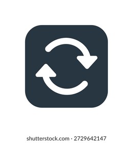 Ícone de atualização azul escuro, símbolo de sincronização, setas circulares, conceito de atualização, sinal de carregamento, vetor.