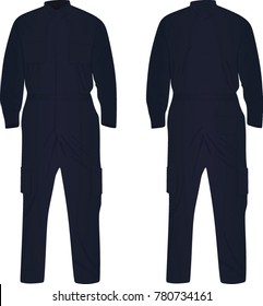 Dark blue repairman uniform. vector illustration