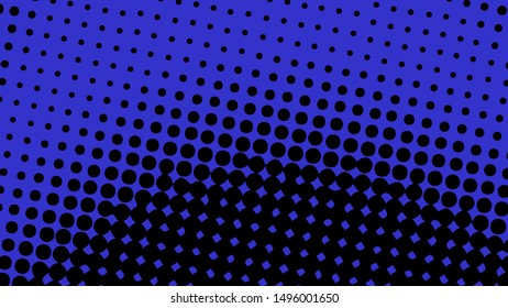 Dark blue retro pop art background with halftone dots