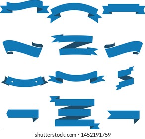 Dark Blue Ribbon Set InIsolated White Background for Business , Vector Illustration