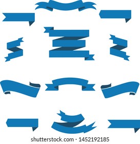 Dark Blue Ribbon Set InIsolated White Background for Business , Vector Illustration