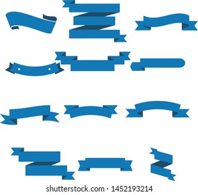 Dark Blue Ribbon Set InIsolated White Background for Business , Vector Illustration