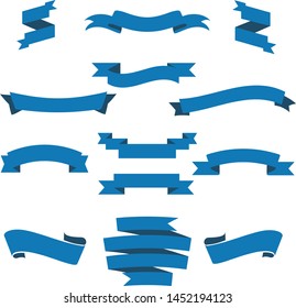 Dark Blue Ribbon Set InIsolated White Background for Business , Vector Illustration