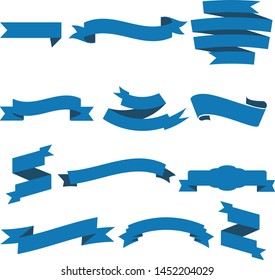 Dark Blue Ribbon Set InIsolated White Background for Business , Vector Illustration