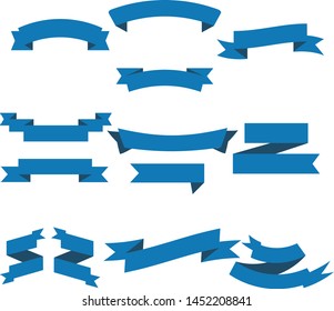 Dark Blue Ribbon Set InIsolated White Background for Business , Vector Illustration