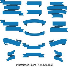 Dark Blue Ribbon Set InIsolated White Background For Business , Vector Illustration