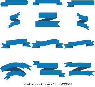 Dark Blue Ribbon Set InIsolated White Background For Business , Vector Illustration