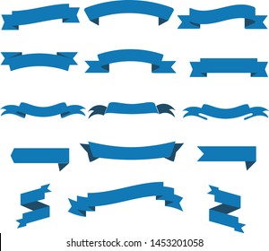 Dark Blue Ribbon Set InIsolated White Background For Business , Vector Illustration