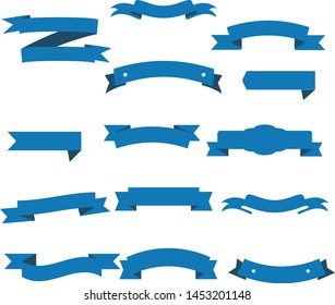 Dark Blue Ribbon Set InIsolated White Background For Business , Vector Illustration