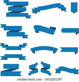 Dark Blue Ribbon Set InIsolated White Background For Business , Vector Illustration