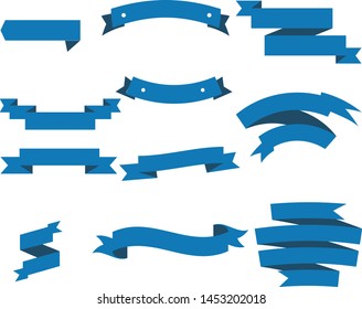 Dark Blue Ribbon Set InIsolated White Background For Business , Vector Illustration