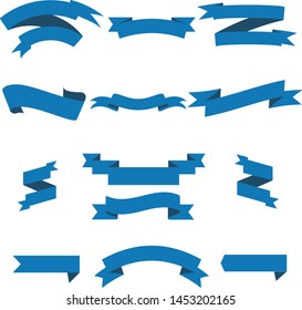 Dark Blue Ribbon Set InIsolated White Background For Business , Vector Illustration