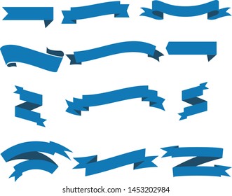 Dark Blue Ribbon Set InIsolated White Background For Business , Vector Illustration