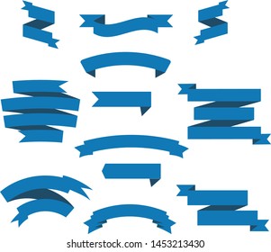 Dark Blue Ribbon Set InIsolated White Background For Business , Vector Illustration