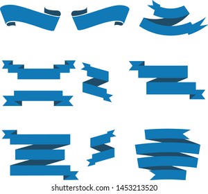 Dark Blue Ribbon Set InIsolated White Background For Business , Vector Illustration