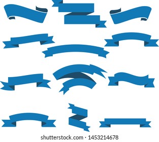 Dark Blue Ribbon Set InIsolated White Background For Business , Vector Illustration
