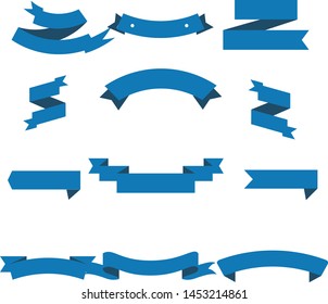 Dark Blue Ribbon Set InIsolated White Background For Business , Vector Illustration