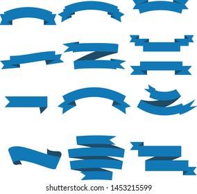 Dark Blue Ribbon Set InIsolated White Background For Business , Vector Illustration