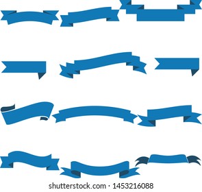 Dark Blue Ribbon Set InIsolated White Background For Business , Vector Illustration