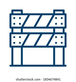 Diseño de icono del bloqueador de carreteras azul oscuro aislado en fondo blanco