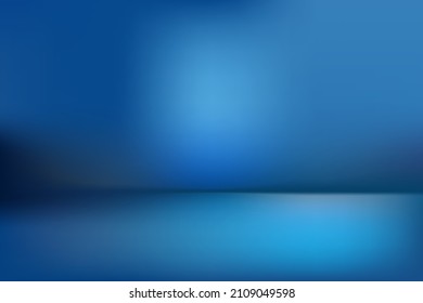 Dark blue room 3d background. Low light on wall and floor. Blurred texture. night studio.