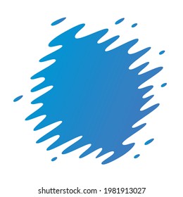 Dark blue round shape paint stroke splash blot or abstract dynamic amoeba liquid spot badge backdrop, futuristic wavy black hole frame flat vector background template.