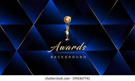 Dark Blue Royal Awards Graphics Background Golden Lines Polygon Triangle Elegant Shine Modern Blended Template Dots Luxury Premium Corporate Abstract Design Template Banner Certificate Dynamic Shape svg