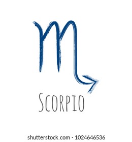 Dark blue Scorpio zodiac sign, hand painted horoscope symbol vector. Astrological icon isolated. Scorpio astrology zodiac symbol clip art on white background.