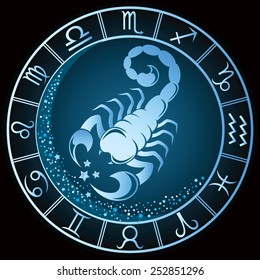 Dark blue Scorpio zodiac sign. Vector Illustration