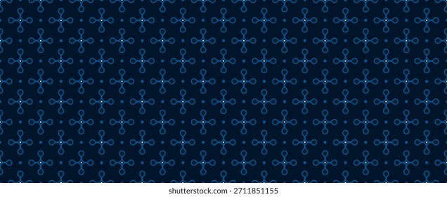 Padrão de linha geométrica sem costura azul escuro inspirado no trevo