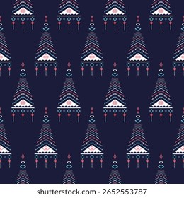 Padrão sem costura azul escuro por geometria indiano nativo americano navajo asteca Étnica Decoração Tradicional Abstrato Tribo Têxtil Design 