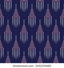 Padrão sem costura azul escuro por geometria indiano nativo americano navajo asteca Étnica Decoração Tradicional Abstrato Tribo Têxtil Design 
