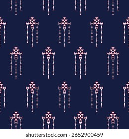 Dark Blue Seamless Pattern by Geometry Native American Indian Style Aztec Ethnic Navajo Traditional Decoration Abstract Text tile