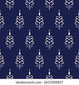 Padrão sem costura azul escuro por geometria indígena navajo asteca étnica tradicional decoração tribo têxtil abstrato 