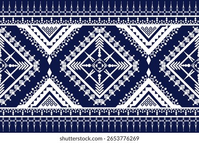 Padrão sem emenda azul escuro por geometria Índio indígena navajo asteca Étnica tradicional decoração tribo abstrato 