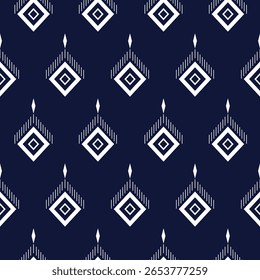 Padrão sem emenda azul escuro por geometria indígena indígena navajo asteca étnica tradicional decoração tribo Texto azulejo