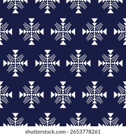 Padrão sem emenda azul escuro por geometria Índio indígena navajo asteca Étnica tradicional decoração tribo abstrato 