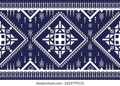 Padrão sem emenda azul escuro por geometria Índio indígena navajo asteca Étnica tradicional decoração abstrato tribo 