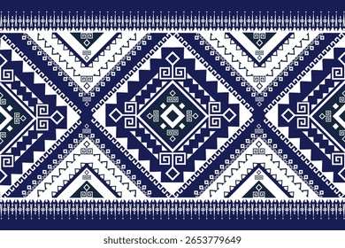 Padrão sem emenda azul escuro por geometria Índio indígena navajo asteca Étnica tradicional decoração tribo abstrato 