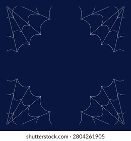 Dark blue seamless pattern with intricate white spider web design for Halloween decor and textiles