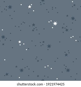 Dark blue seamless pattern with moon and shining stars. Kids texture for fabric, wrapping, textile, wallpaper, apparel.