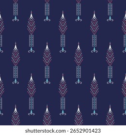 Azul Escuro Padrão Sem Costura Índio Americano Nativo Navajo Étnico Asteca Tradicional Decoração Tribo Vetor Boho Abstract