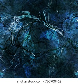 Dark blue seamless texture from curved lines and circles. Abstract vector background for web page, banners backdrop, fabric, home decor, wrapping