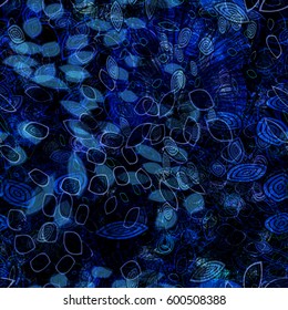 Dark blue seamless texture with decorative elements
