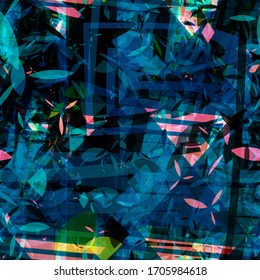 Dark blue seamless texture with pink and green inclusion. Abstract vector background for web page, banners backdrop, fabric, home decor, wrapping