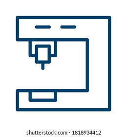Dark Blue Sewing Machine Icon Design Isolated on White Background