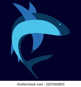 Dark blue shark, simple line