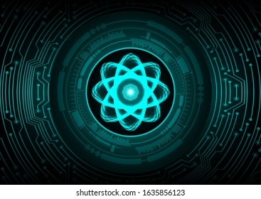 Dark Blue Shining atom scheme. illustration. Abstract Technology background